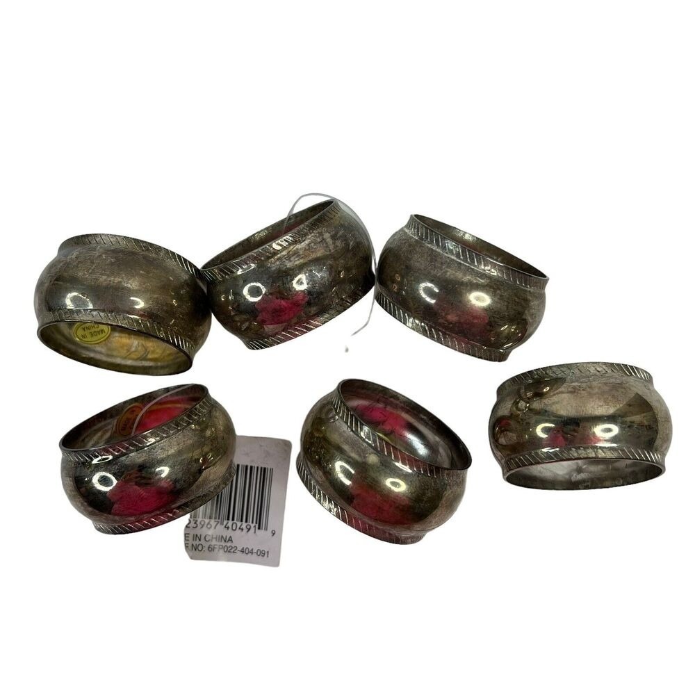 Dillards Silver‎ Plate Domed Napkin Rings Set of 6 6FP022-404-091